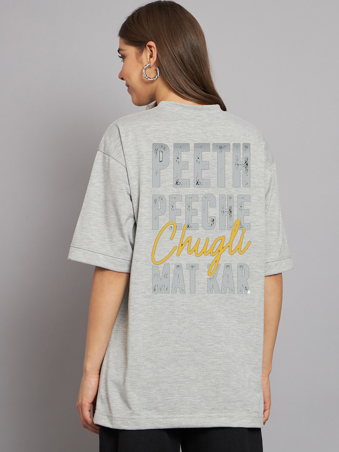 

Imsa Moda Typography Printed Round Neck Pure Cotton T-shirt, Grey