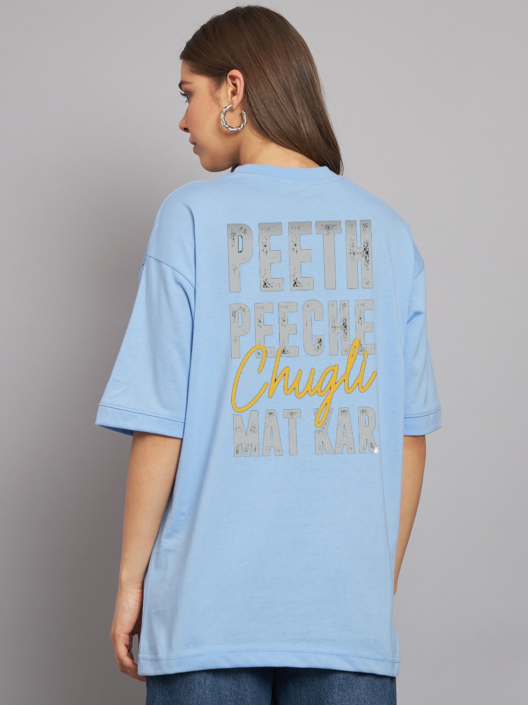 

Imsa Moda Typography Printed Round Neck Pure Cotton T-shirt, Blue