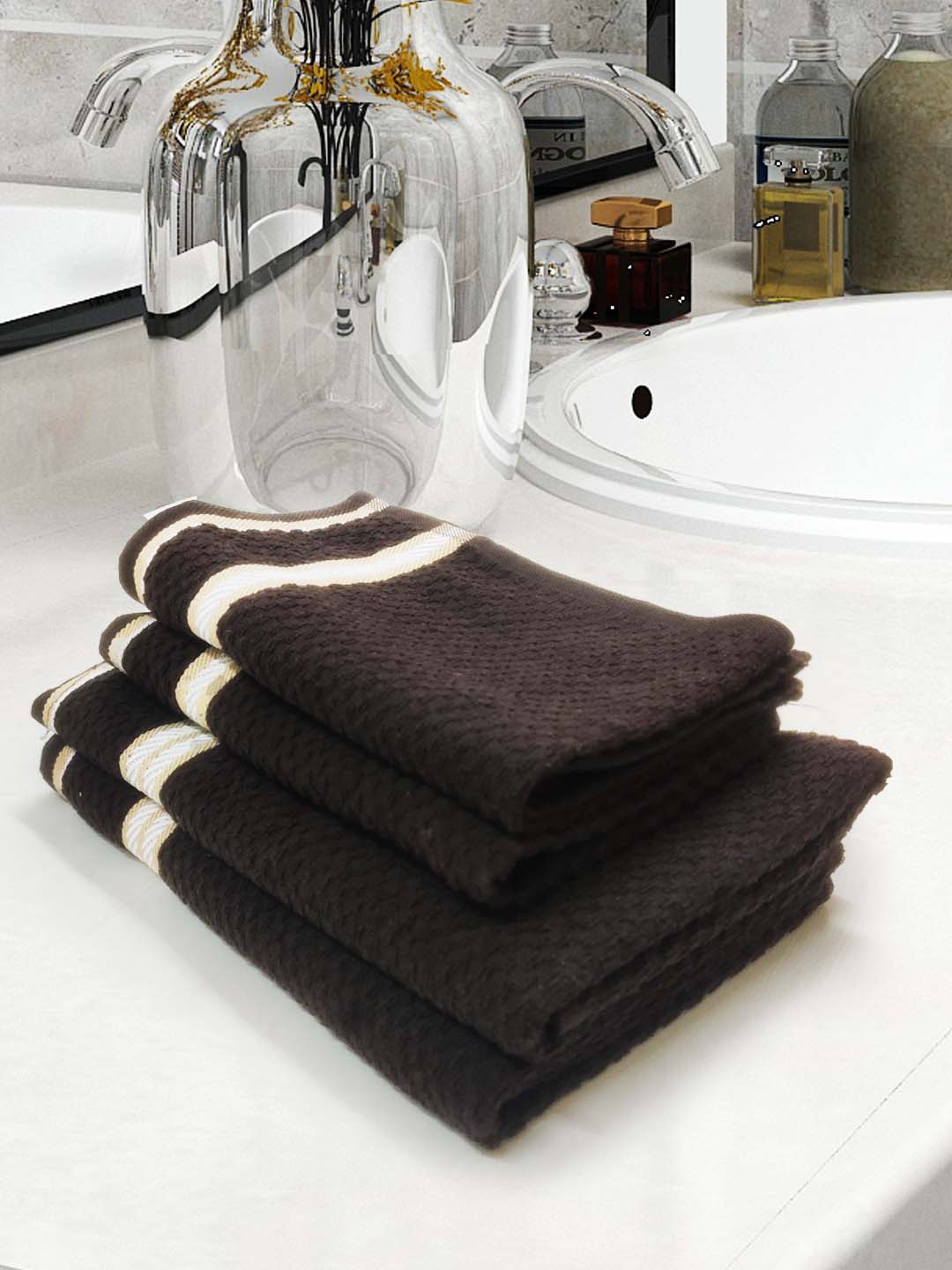 

Athom Trendz Brown 4-Pcs Pure Cotton 400 GSM Towel Set