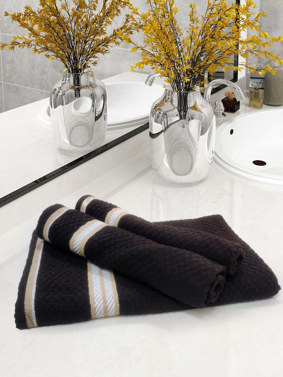 

Athom Trendz 3-Pcs Brown Textured 400 GSM Cotton Towel Set