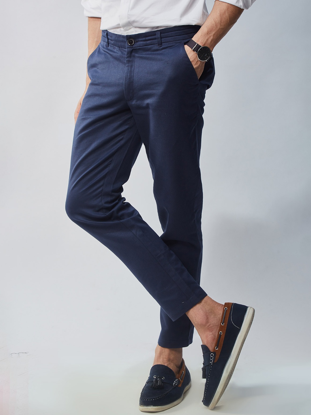 

Beyours Men Comfort Pure Linen Formal Chinos Trousers, Navy blue