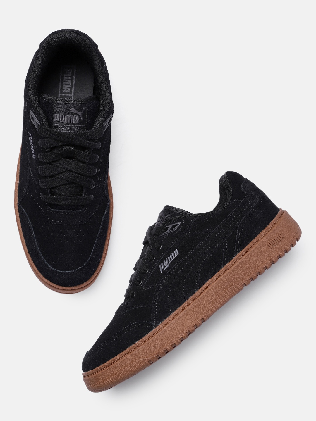 

Puma Unisex Doublecourt Perforations Suede Sneakers, Black