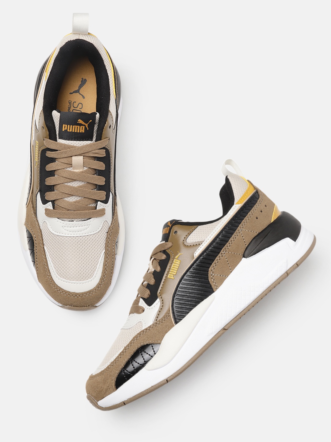 

Puma Unisex Colourblocked & Textured X-Ray 2 Square SD Sneakers, Beige
