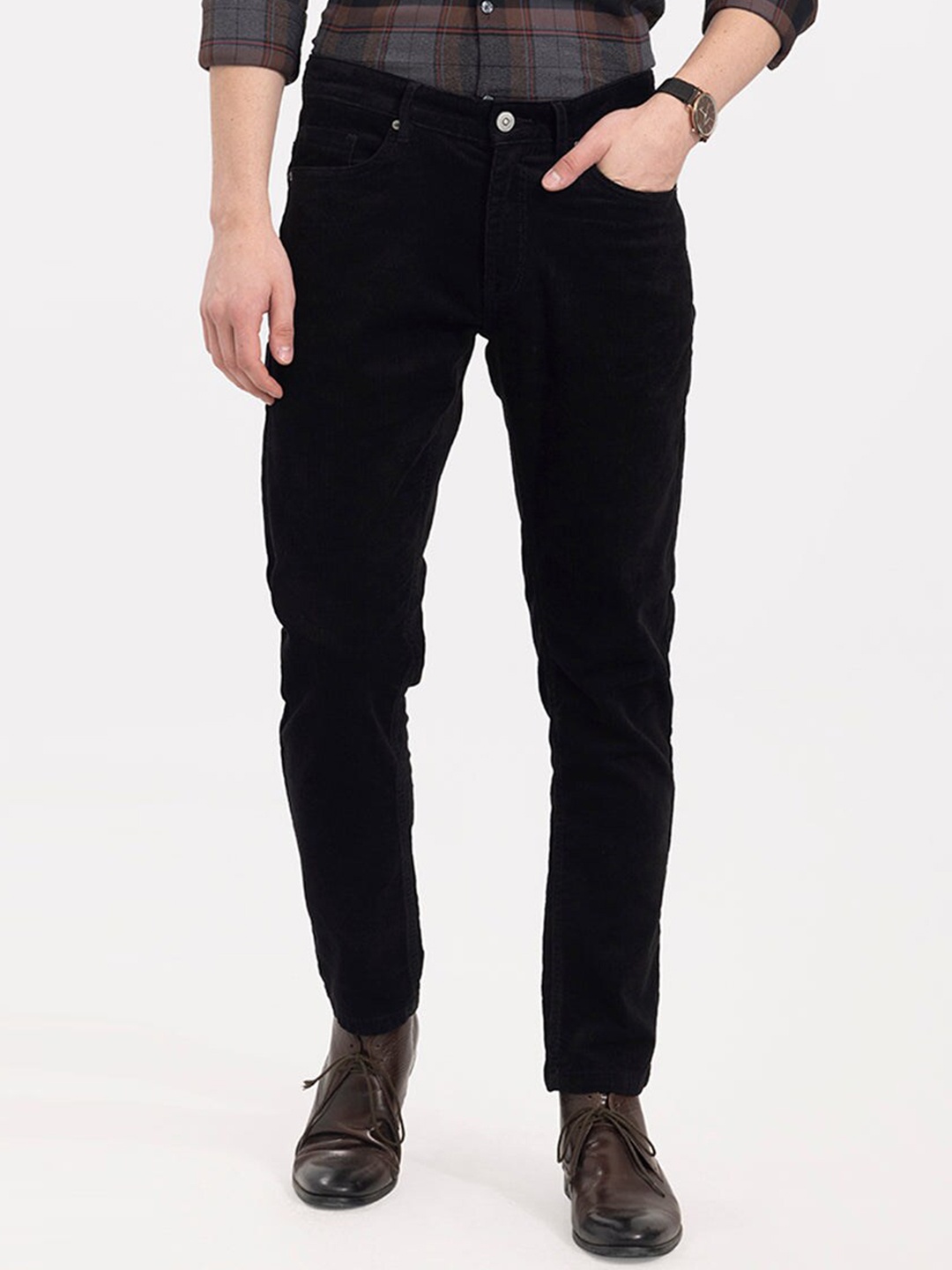 

Snitch Men Black Smart Skinny Fit Cotton Trousers