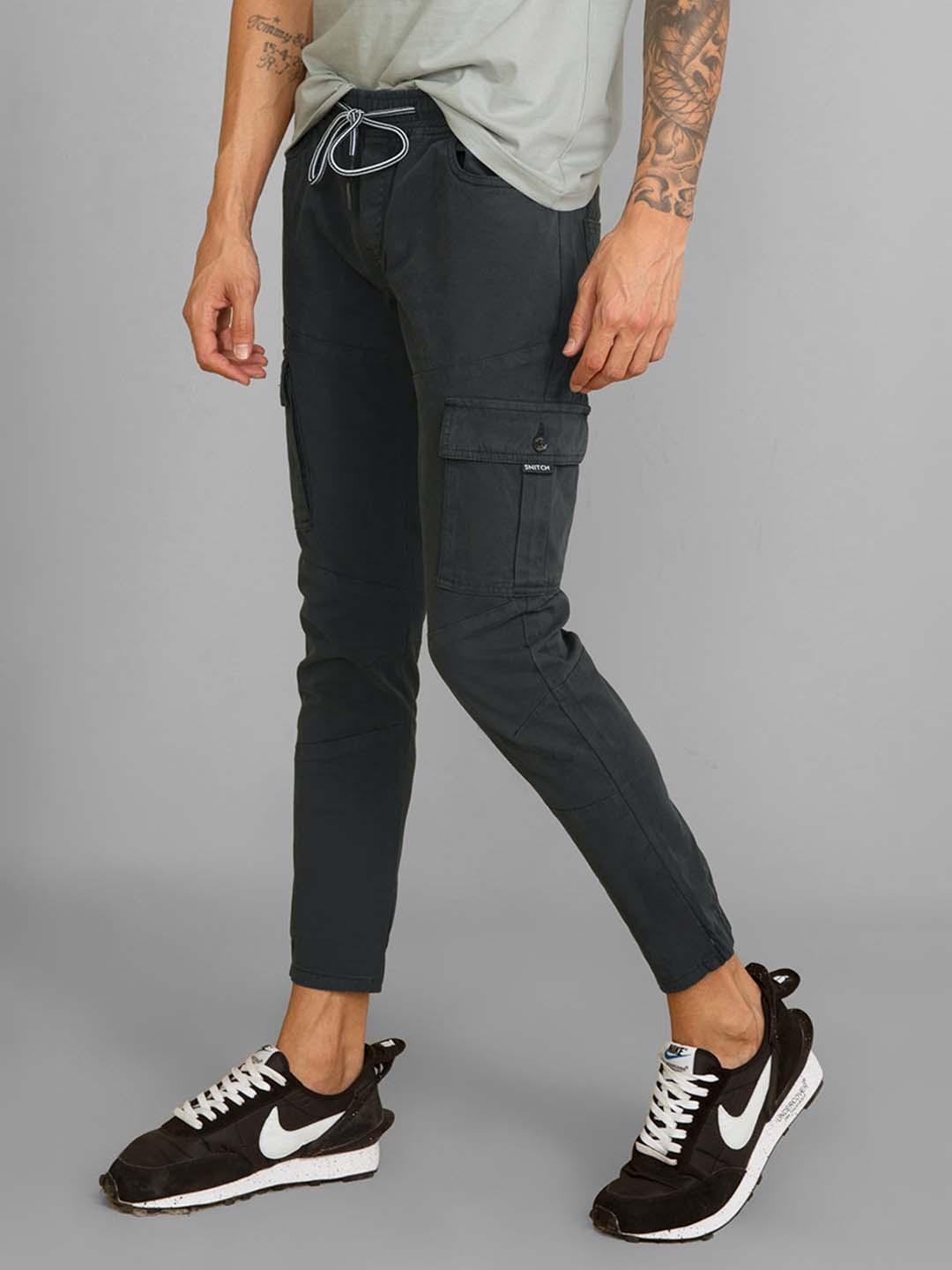 

Snitch Grey Smart Mid Rise Cotton Cargos