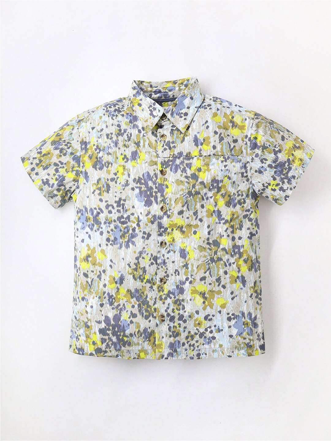 

Cherry Crumble Boys Standard Fit Floral Printed Pure Cotton Casual Shirt, Grey
