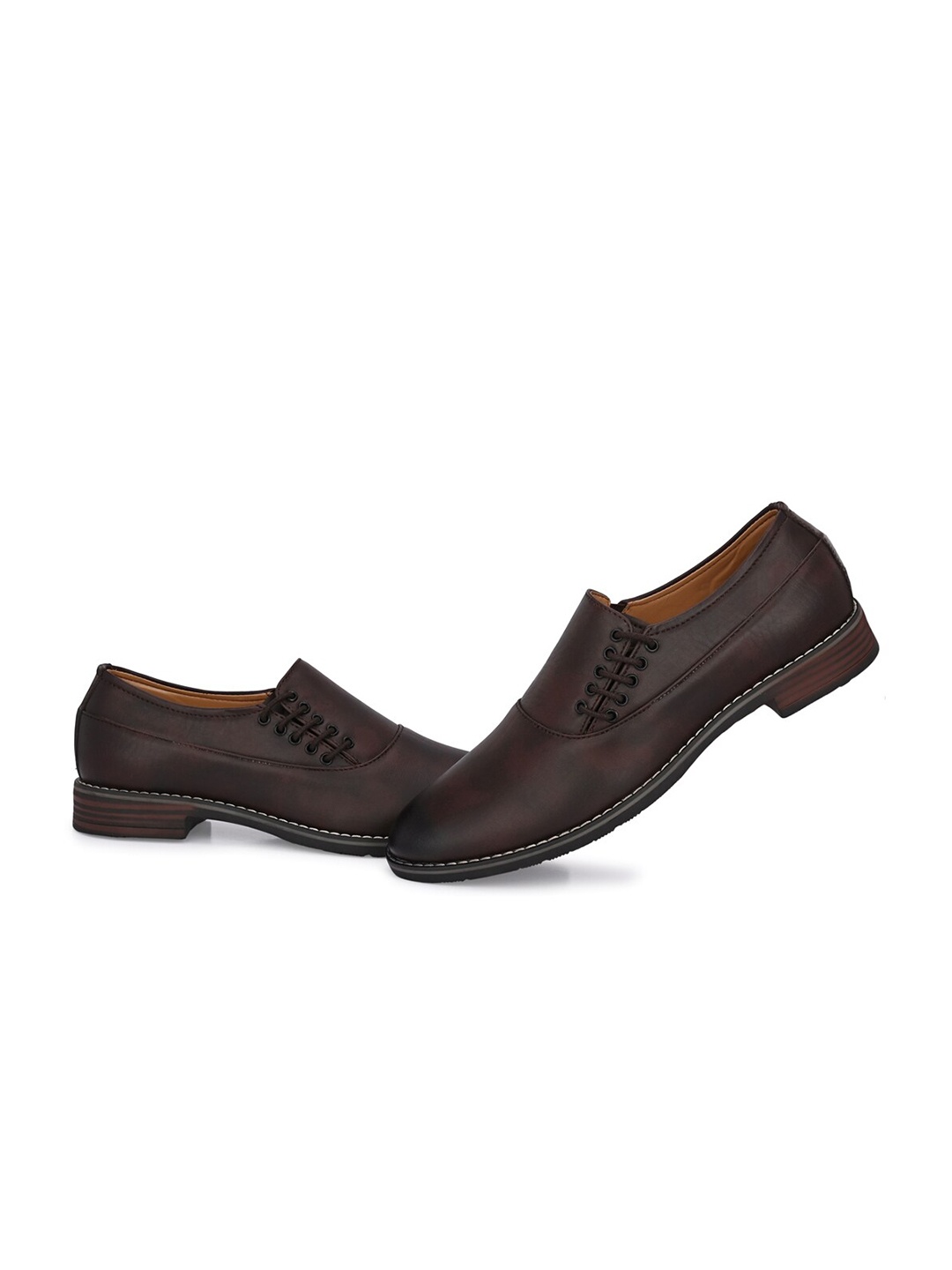

ATTITUDIST Men Round Toe Formal Slip On Shoes, Brown