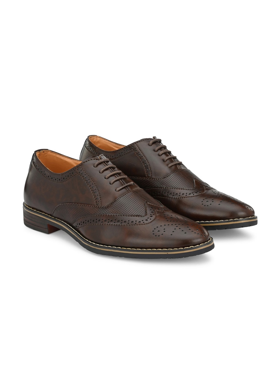 

ATTITUDIST Men Textured Formal Brogues, Brown