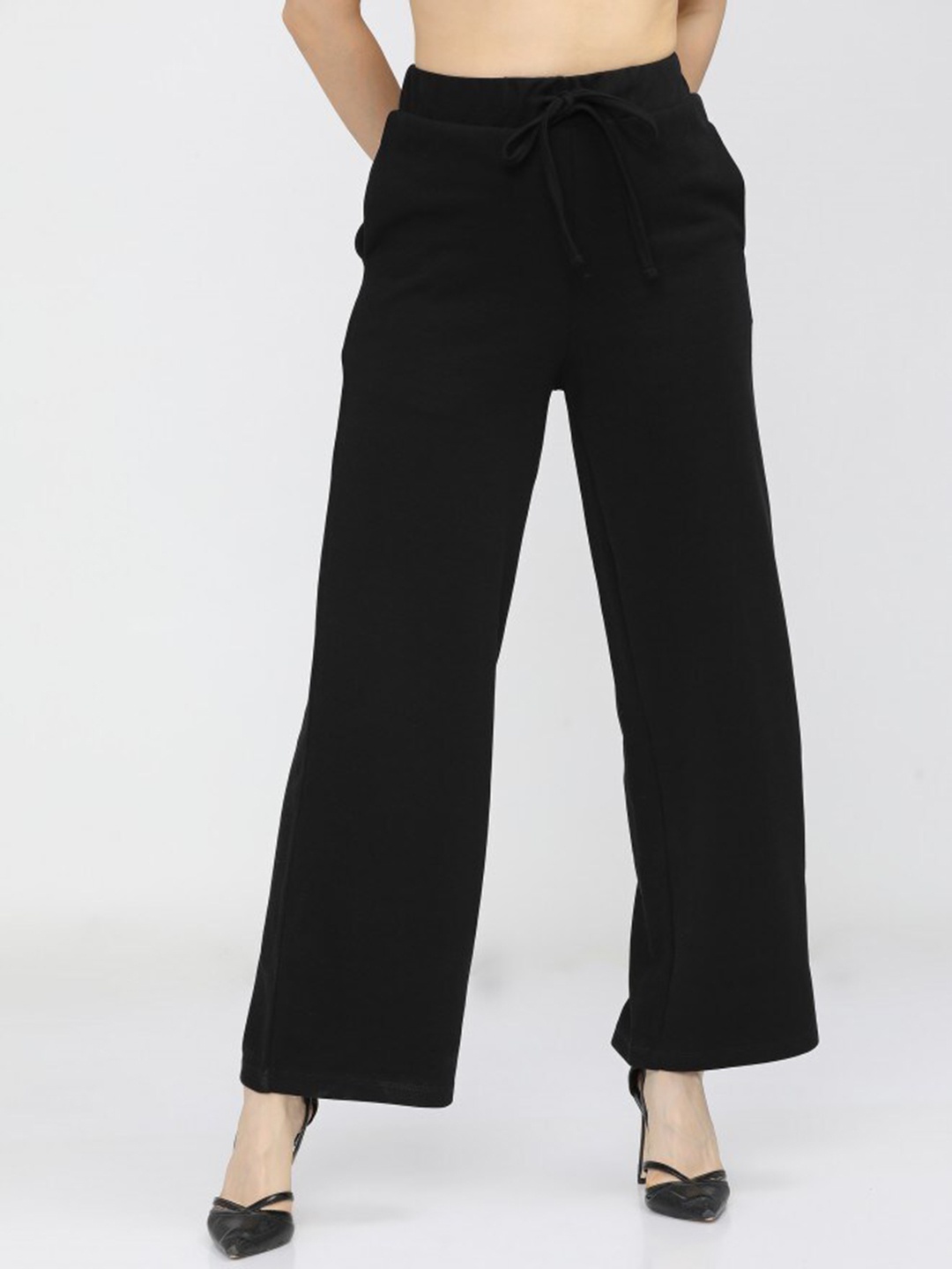 

WESTHOOD Women Relaxed Loose Fit Parallel Trousers, Black
