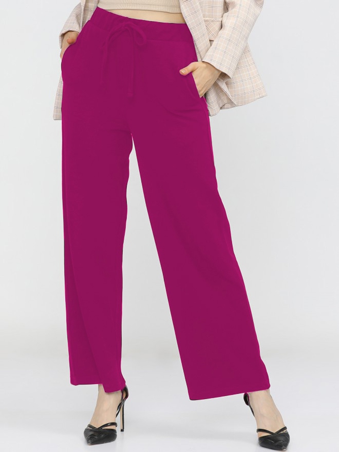 

WESTHOOD Women Relaxed Loose Fit Parallel Trousers, Pink