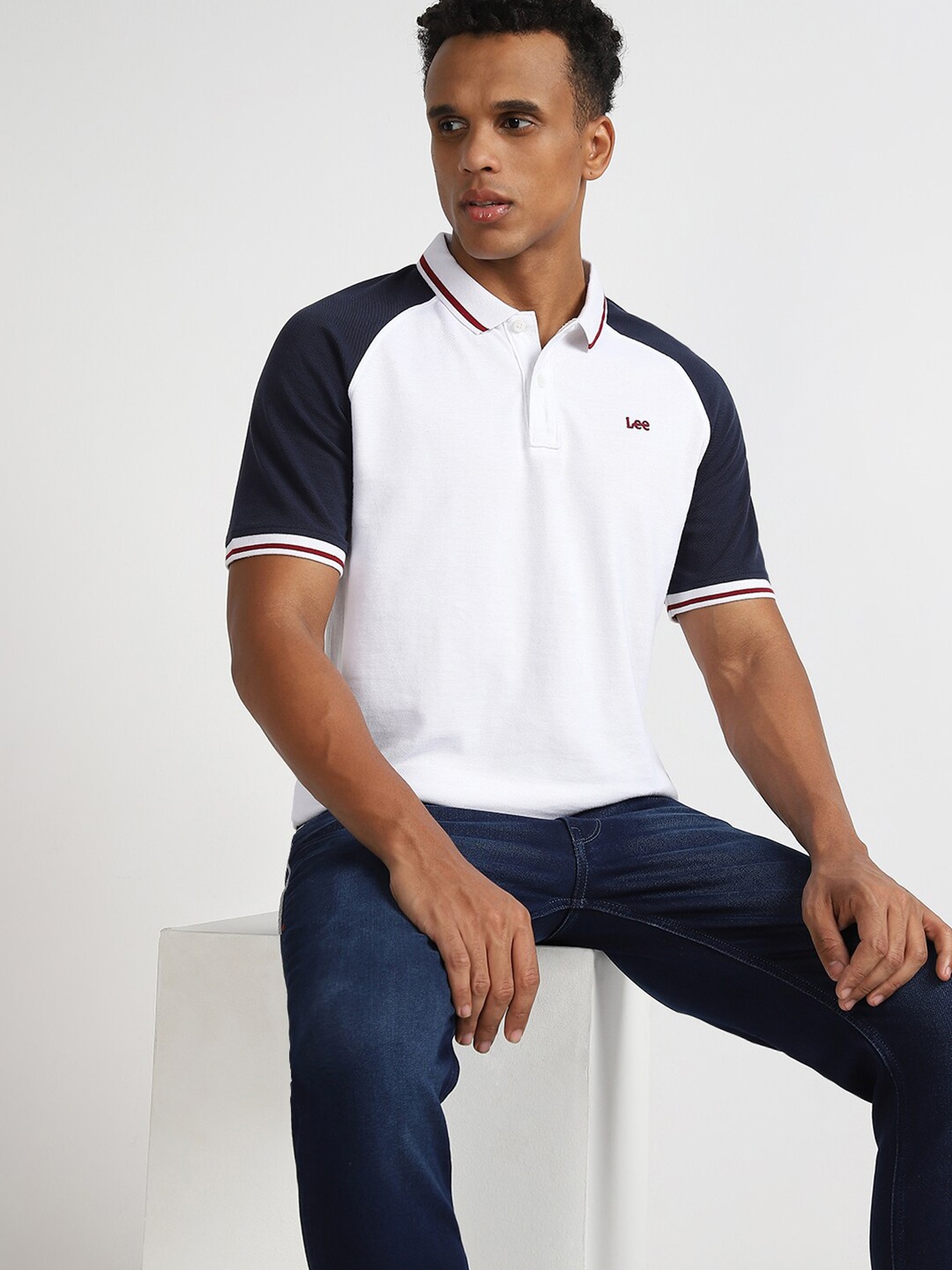 

Lee Men Polo Collar Slim Fit Cotton T-shirt, White