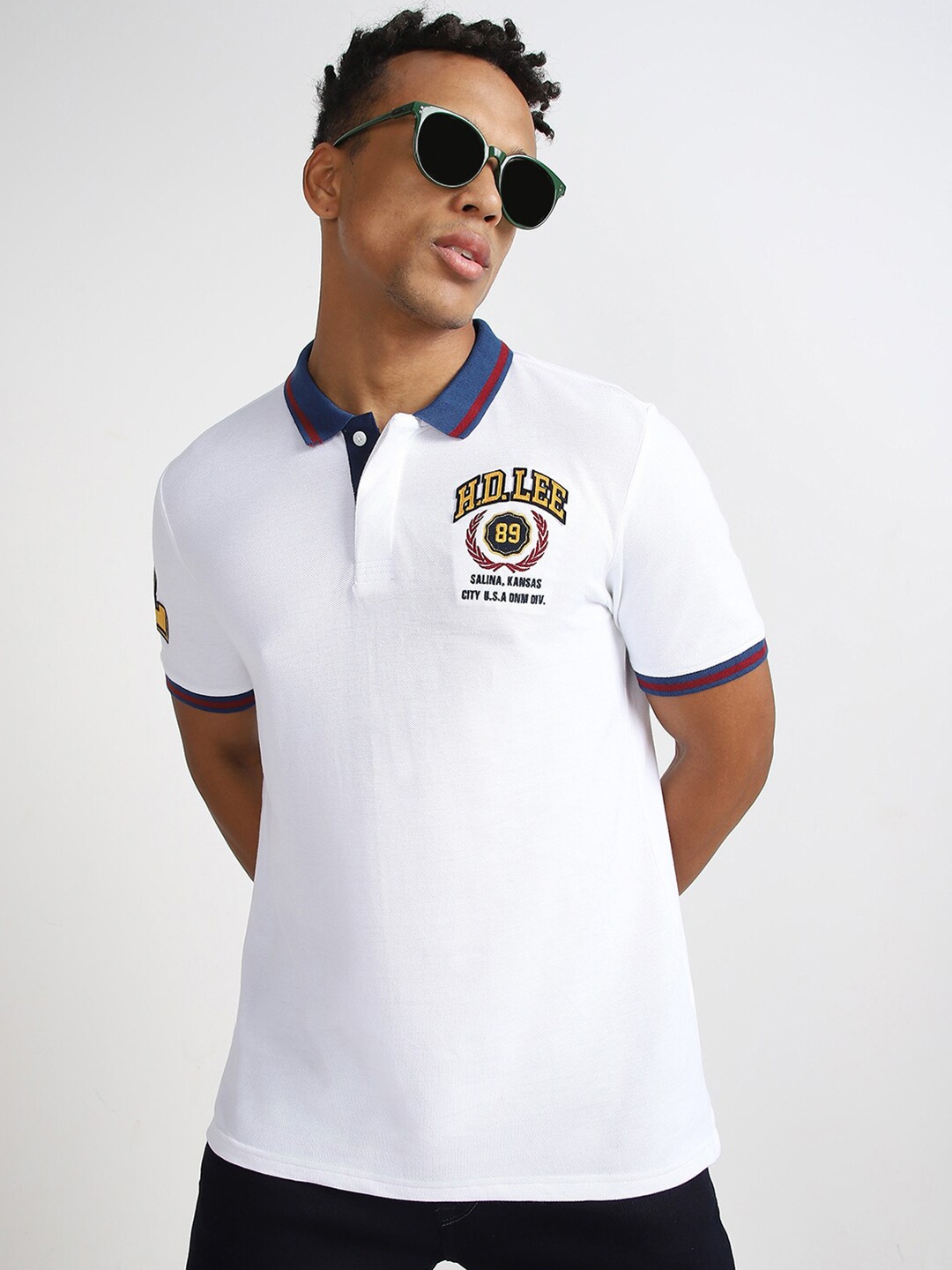 

Lee Men Polo Collar Slim Fit Cotton T-shirt, White