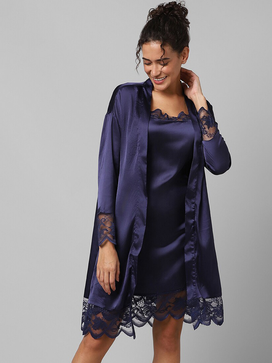 

Dreamz by Pantaloons Shoulder Straps Nightdress, Navy blue