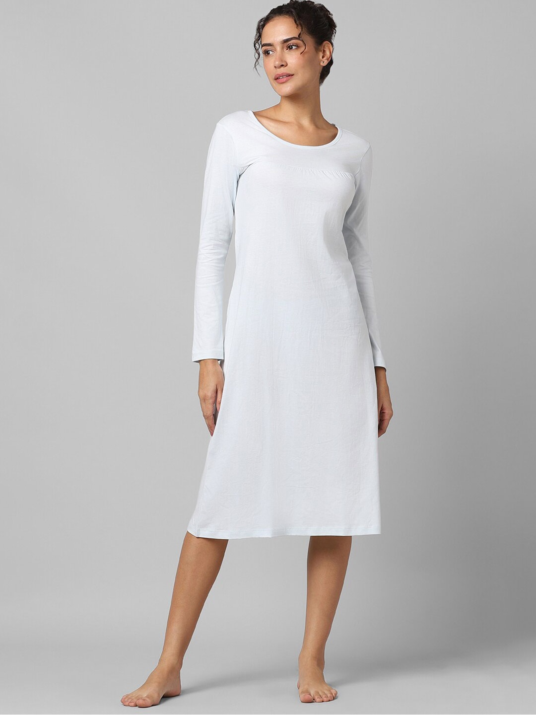 

Dreamz by Pantaloons Round Neck Pure Cotton Nightdress, Blue