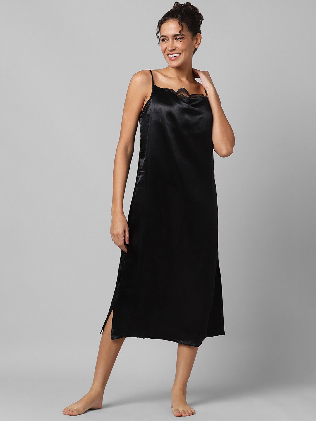 

Dreamz by Pantaloons Shoulder Straps Nightdress, Black