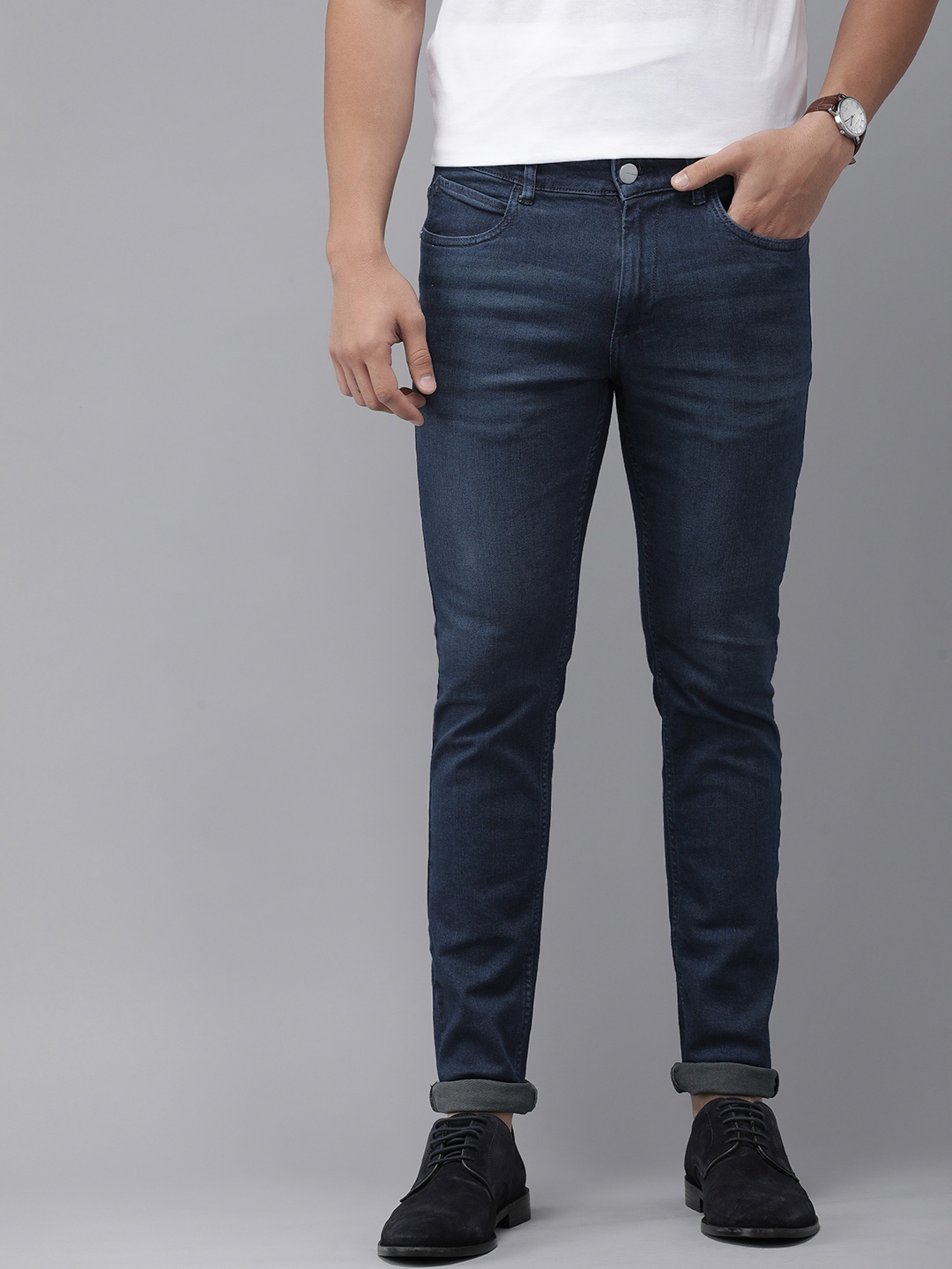 

Park Avenue Men Ath Mod Fit Mid Rise Light Fade Stretchable Jeans, Blue