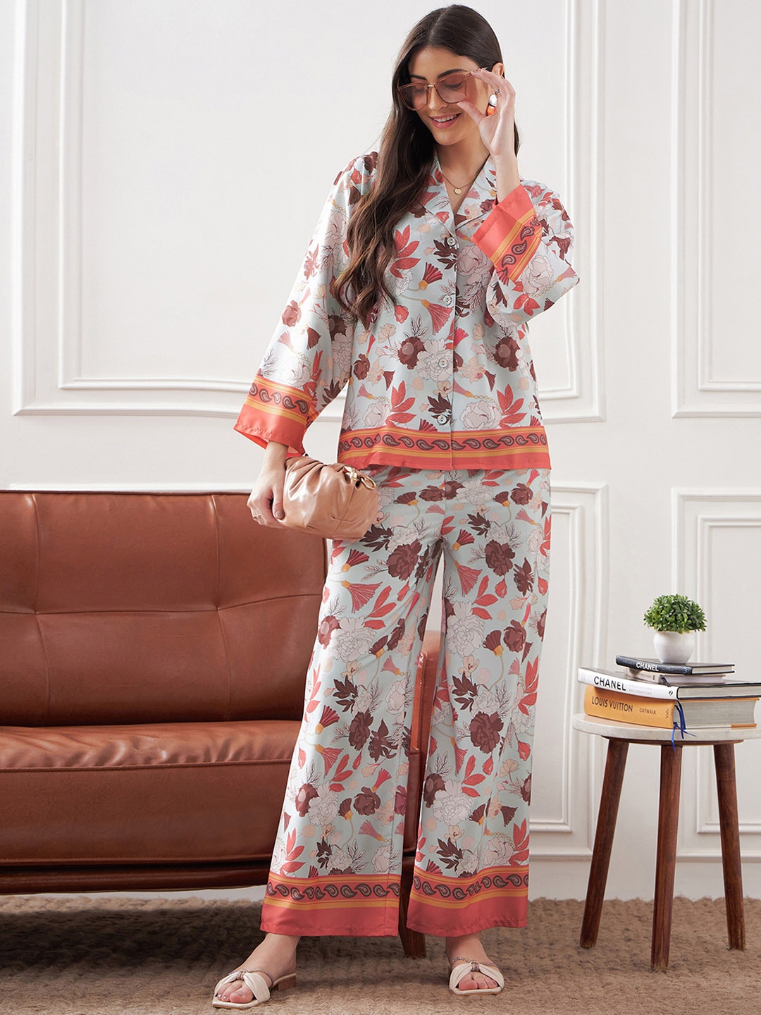 

SASSAFRAS alt-laze Tropical Printed Notch Collar Shirt With Trouser, Blue
