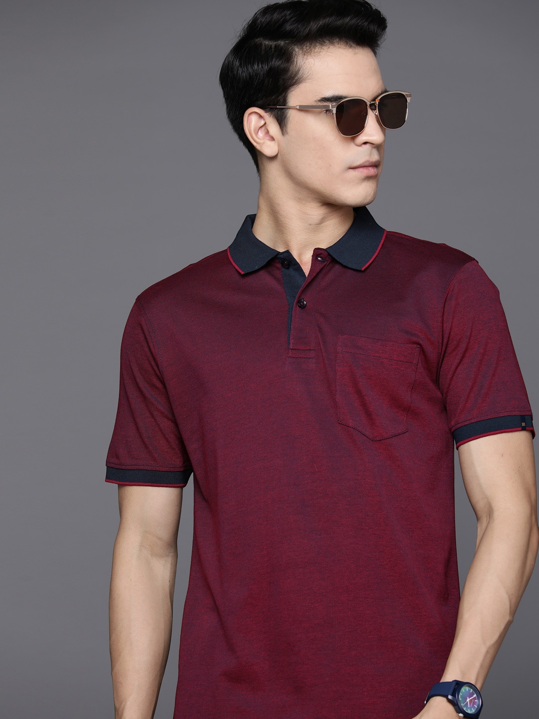 

Raymond Polo Collar Pure Cotton T-shirt, Burgundy