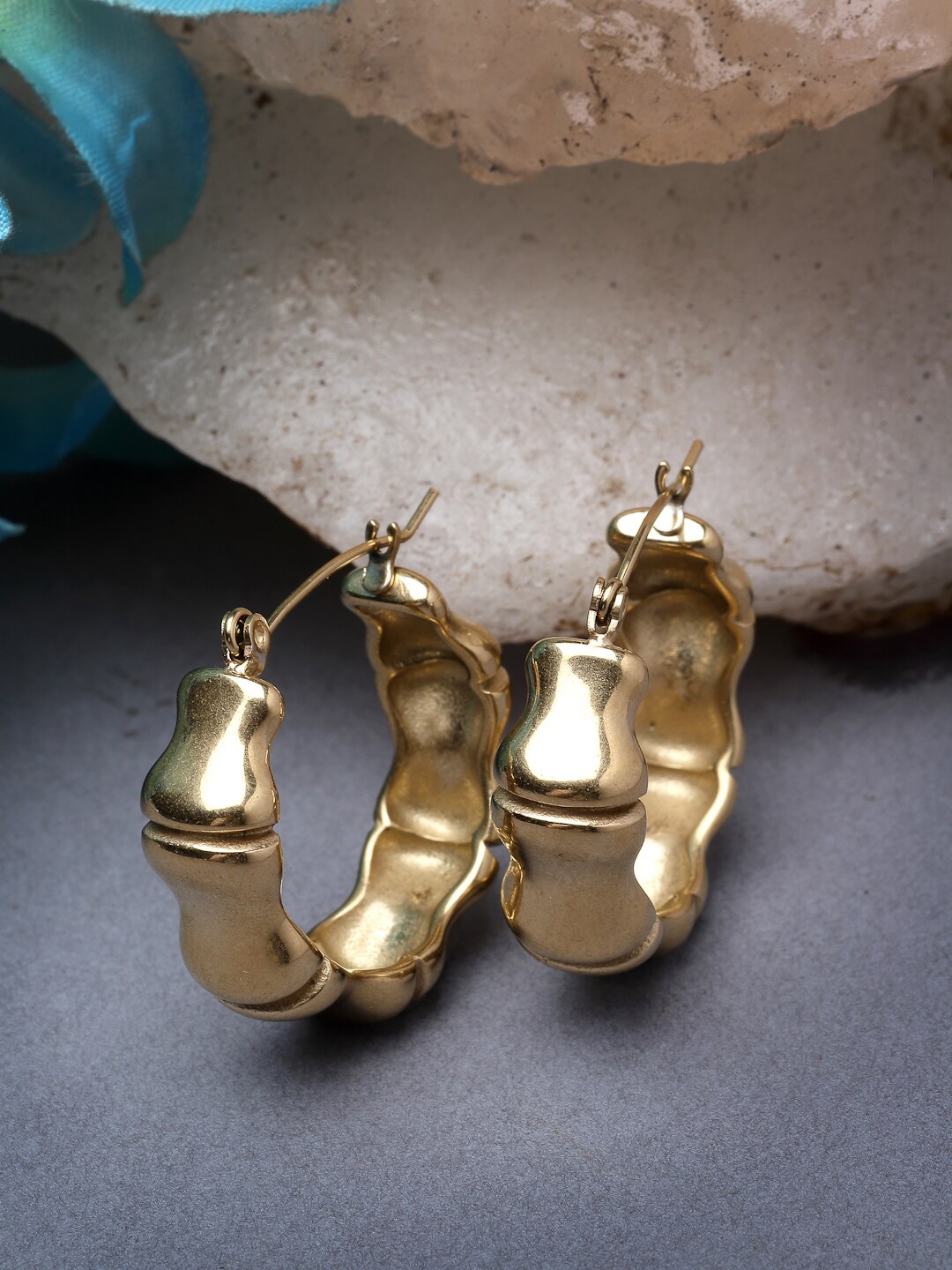 

NVR Women Gold-Plated Circular Hoop Earrings