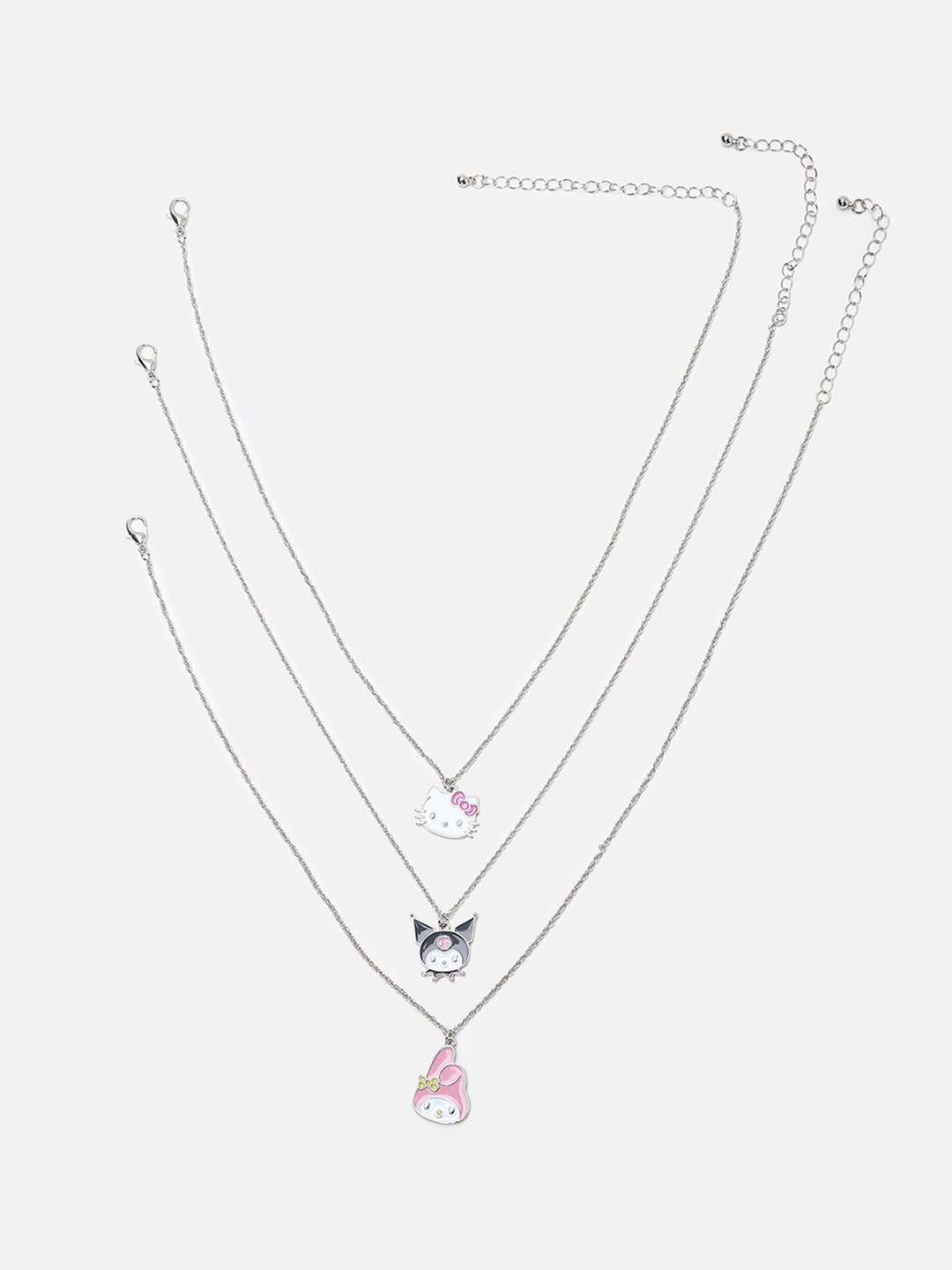 

FOREVER 21 Set Of 3 Pink Silver-Plated Hello Kitty Chain