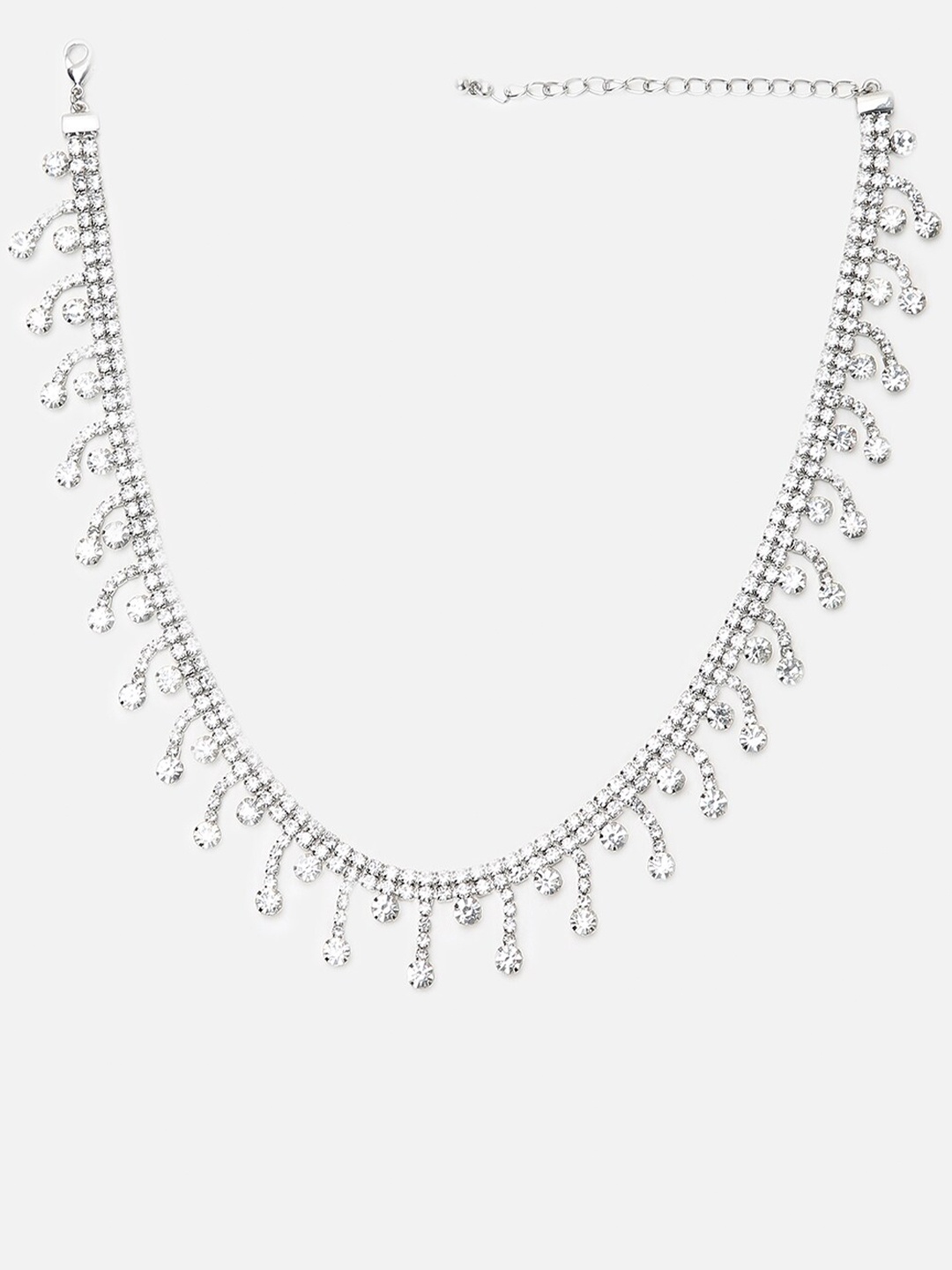 

FOREVER 21 Silver-Toned & White Silver Silver-Plated Necklace