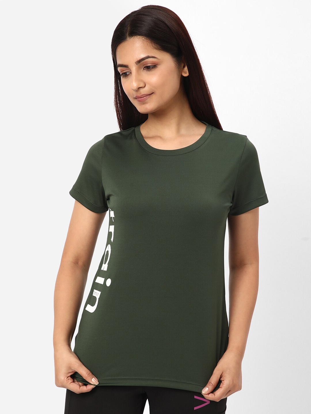 R&B Typography Printed Round Neck T-shirt, Olive