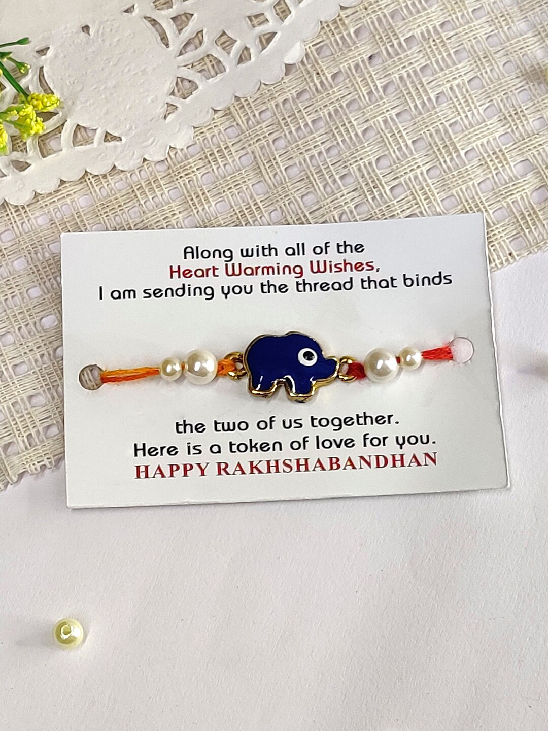 

The Magic Wand Kids Elephant Charm Rakhi, Navy blue