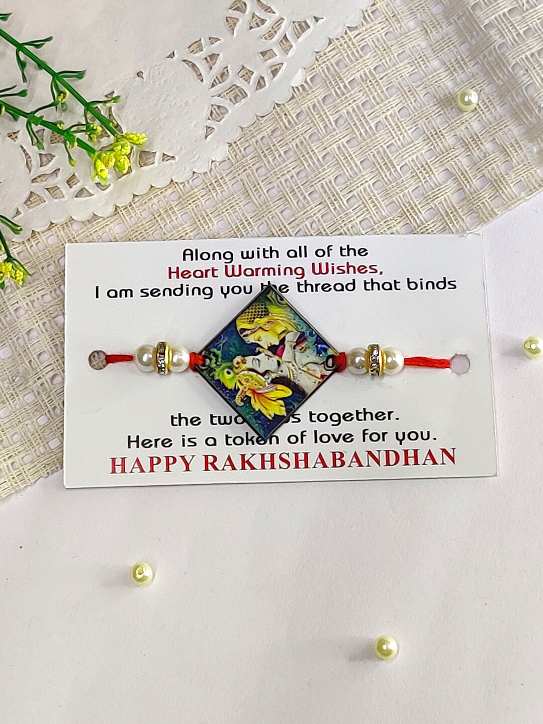 

The Magic Wand Radha Krishna Charm Rakhi, Green