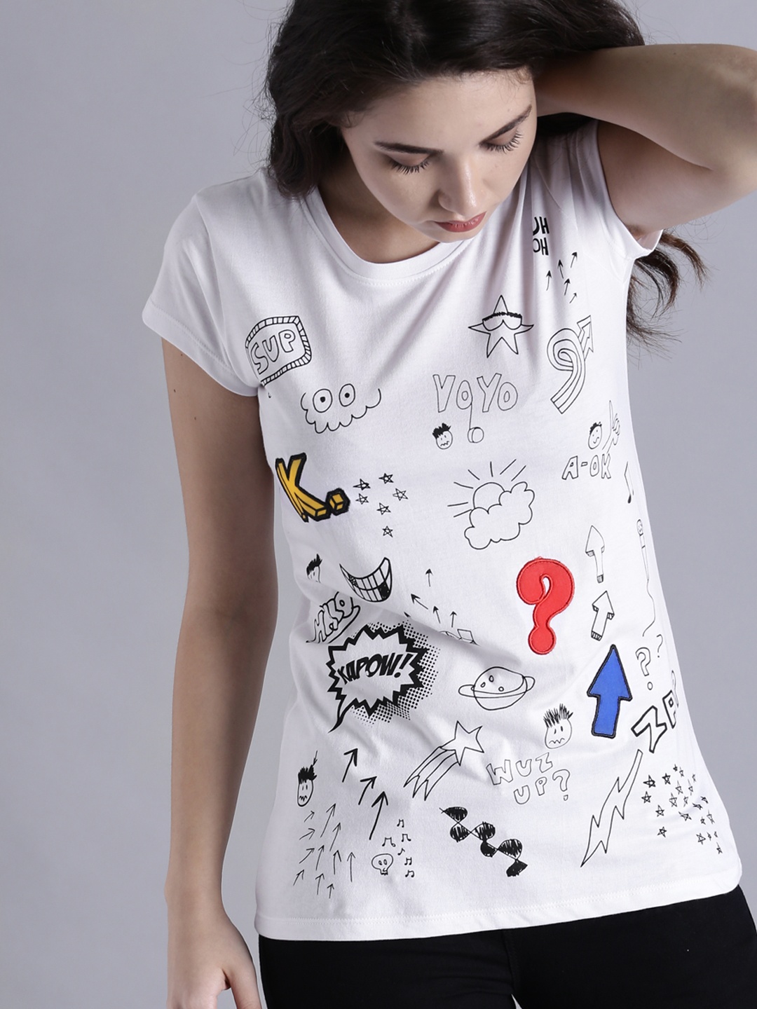 

Kook N Keech Women White Printed Round Neck T-shirt