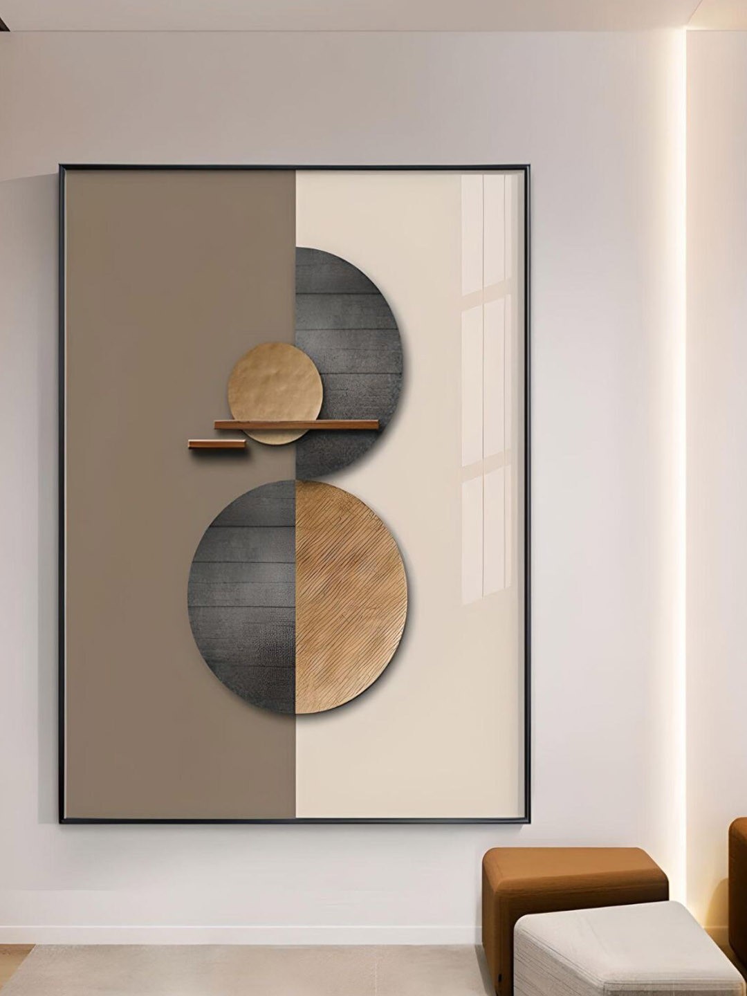 

THE HANDMADE FLAIR Crystal Porcelain White & Brown Abstract Spherical Geometric Wall Art
