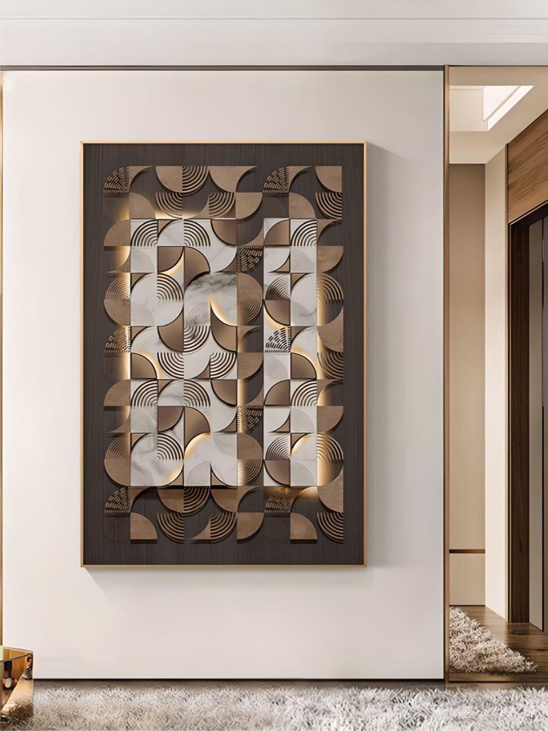 

THE HANDMADE FLAIR Crystal Porcelain Grey & Beige Abstract Painting Wall Art
