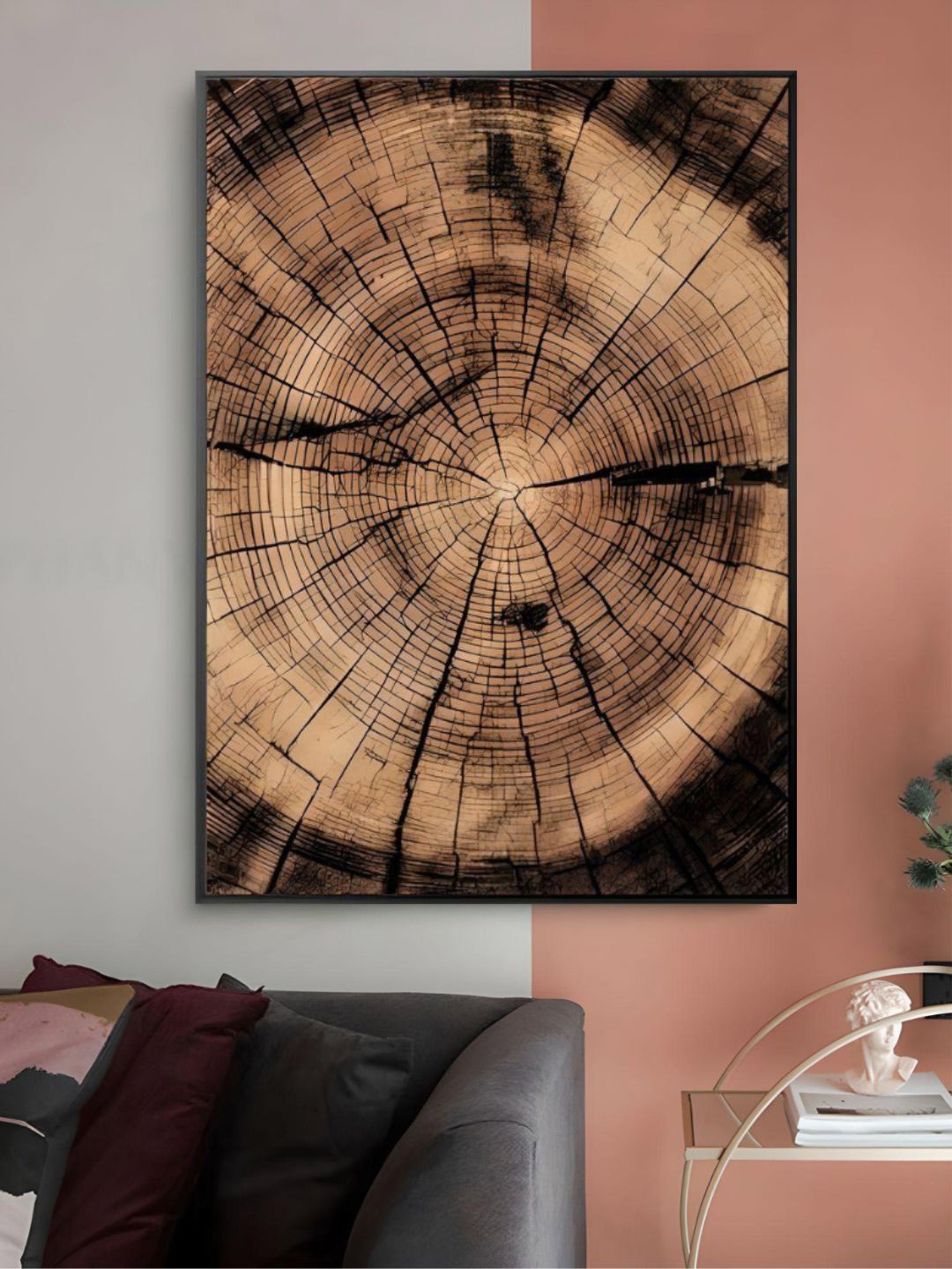 

THE HANDMADE FLAIR Coffee Brown Abstract Wood Painting Wall Art