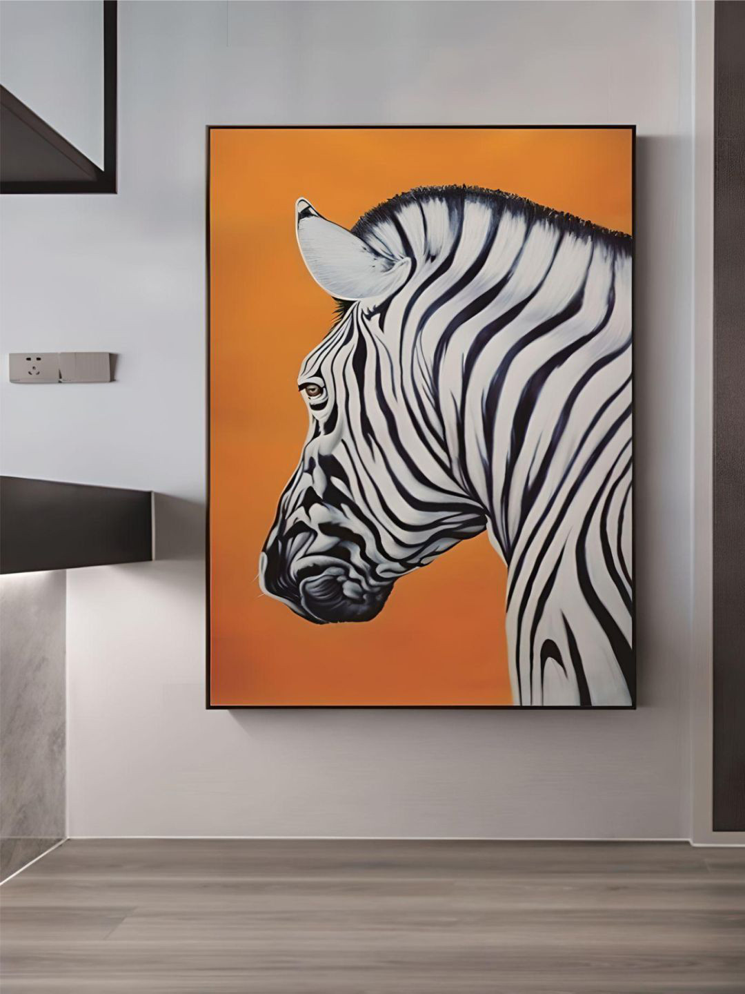 

THE HANDMADE FLAIR Crystal Porcelain Black & White Zebra Painting Wall Art