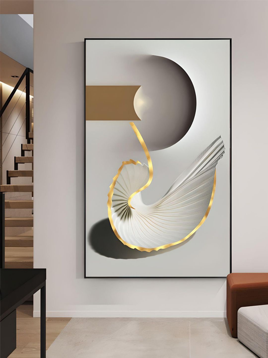 

THE HANDMADE FLAIR Grey & Golden Abstract Painting Wall Art
