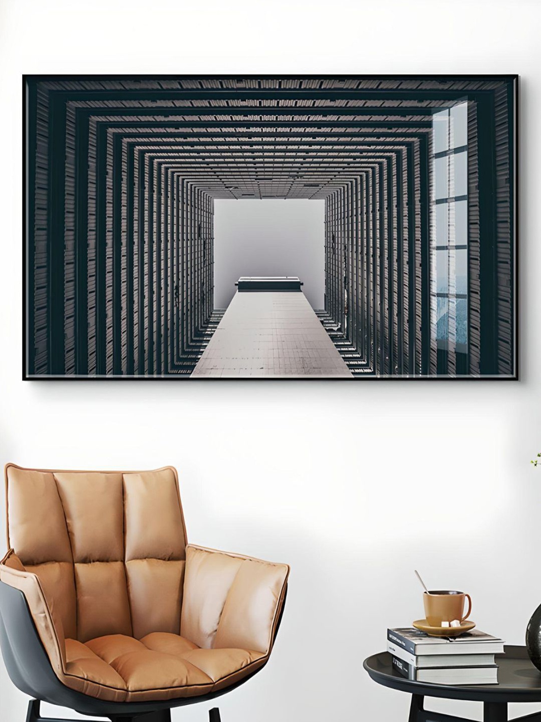 

THE HANDMADE FLAIR Crystal Porcelain Grey & White Abstract Printed Painting Wall Art