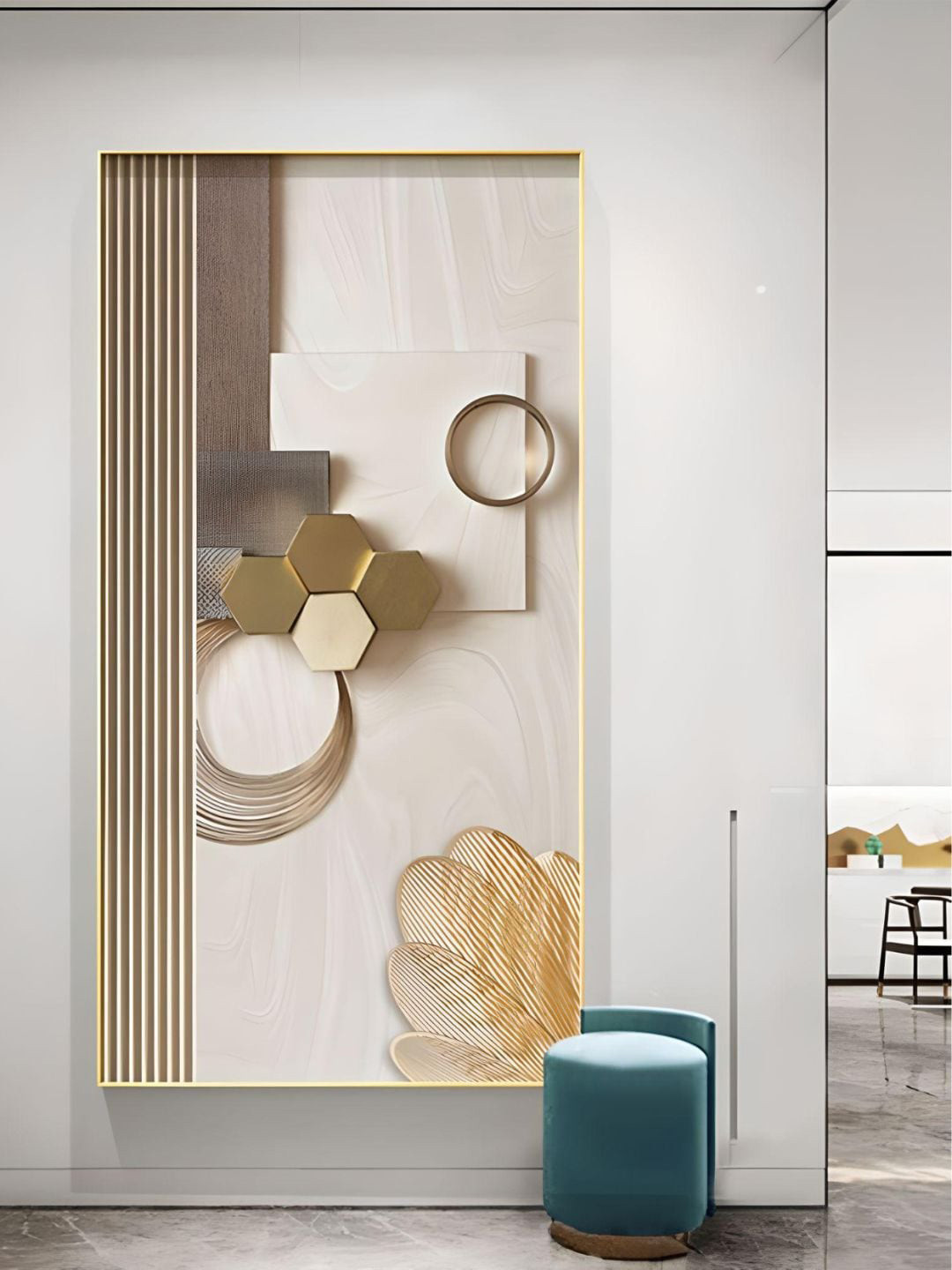 

THE HANDMADE FLAIR Beige Crystal Porcelain Abstract Minimalist Aesthetics Wall Art