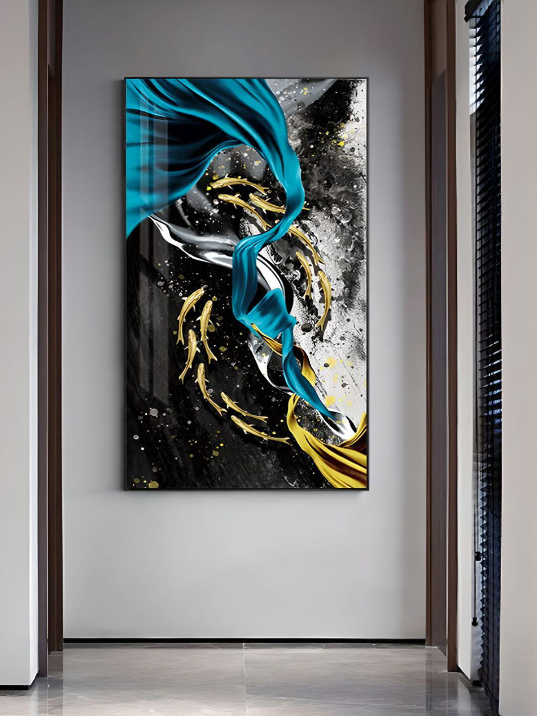 

THE HANDMADE FLAIR Blue & Blck Crystal Porcelain Fish Contemporary Wall Art