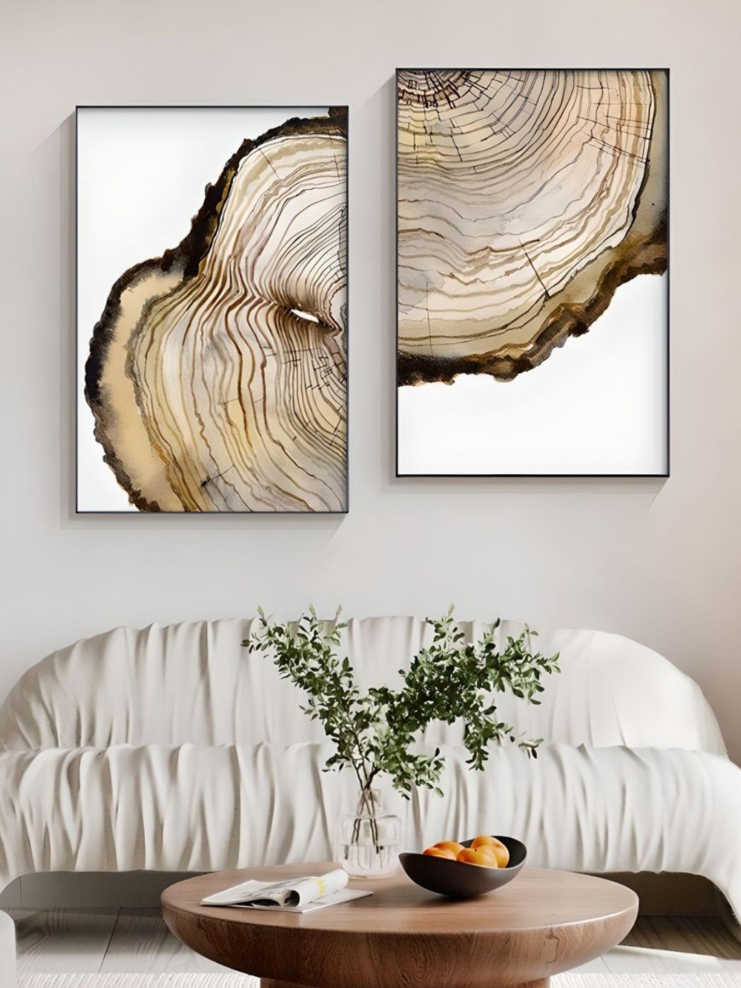 

THE HANDMADE FLAIR Beige 2-Pieces Printed Framed Wall Art, Off white