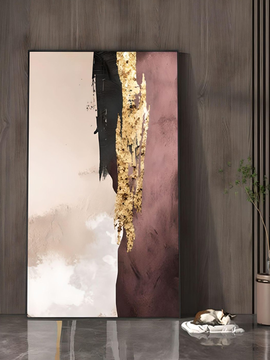 

THE HANDMADE FLAIR Khaki-Colored Printed Framed Wall Art
