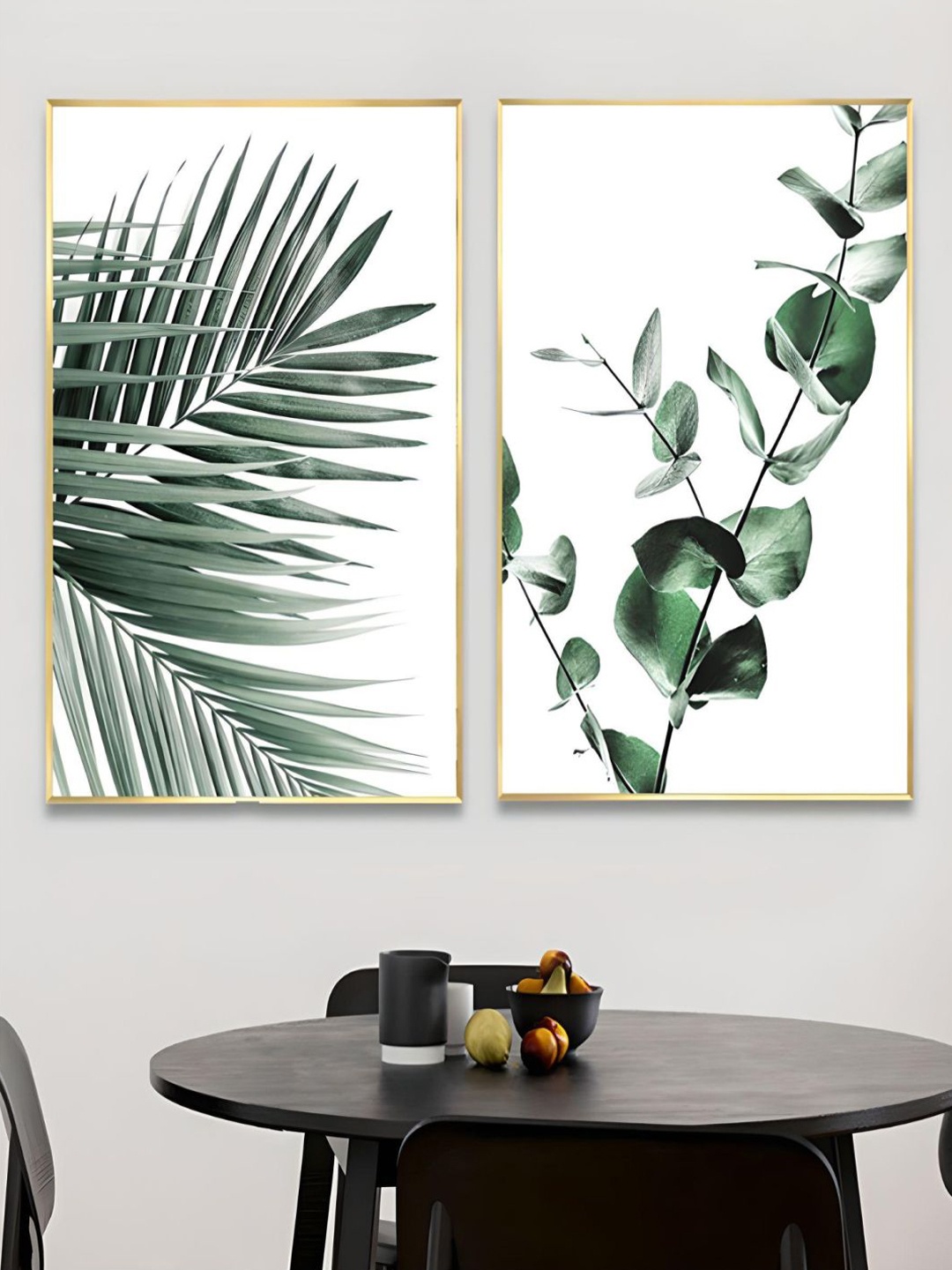 

THE HANDMADE FLAIR Crystal Porcelain Green 2 Pcs Monstera & Eucalyptus Leaf Wall Art