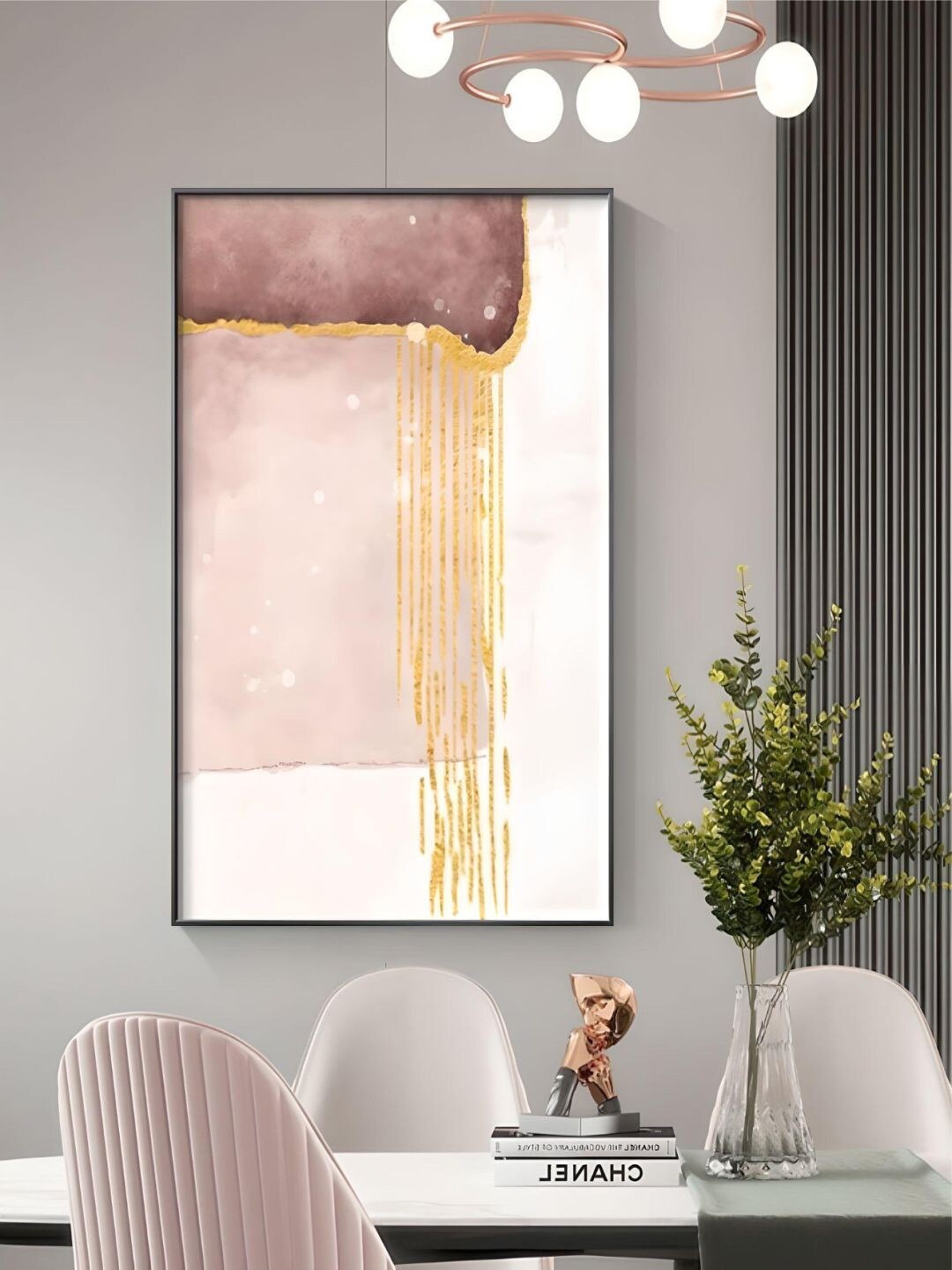 

THE HANDMADE FLAIR Peach & Pink Abstract Painting Wall Art