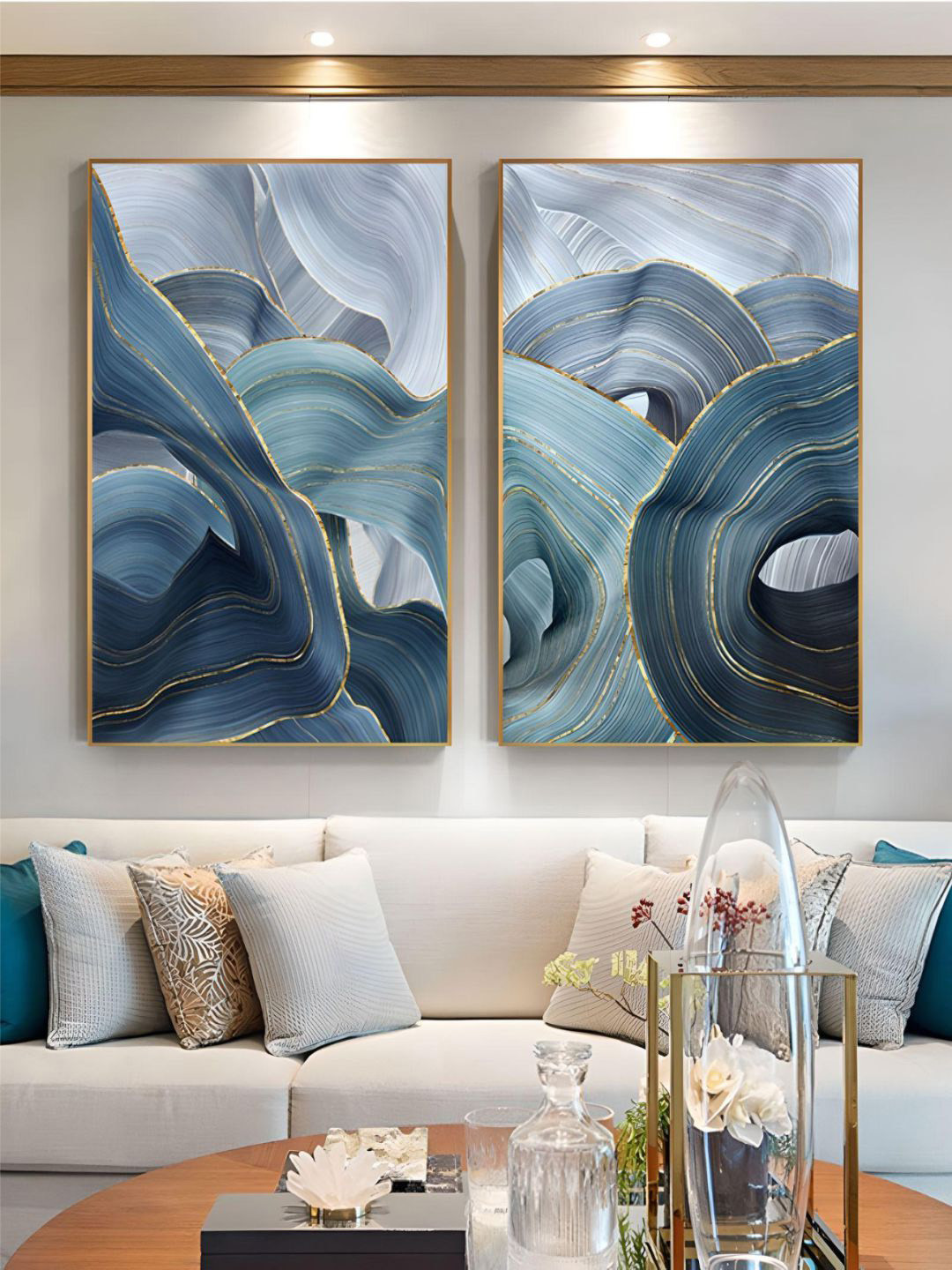 

THE HANDMADE FLAIR Blue 2-Pieces Printed Framed Wall Art