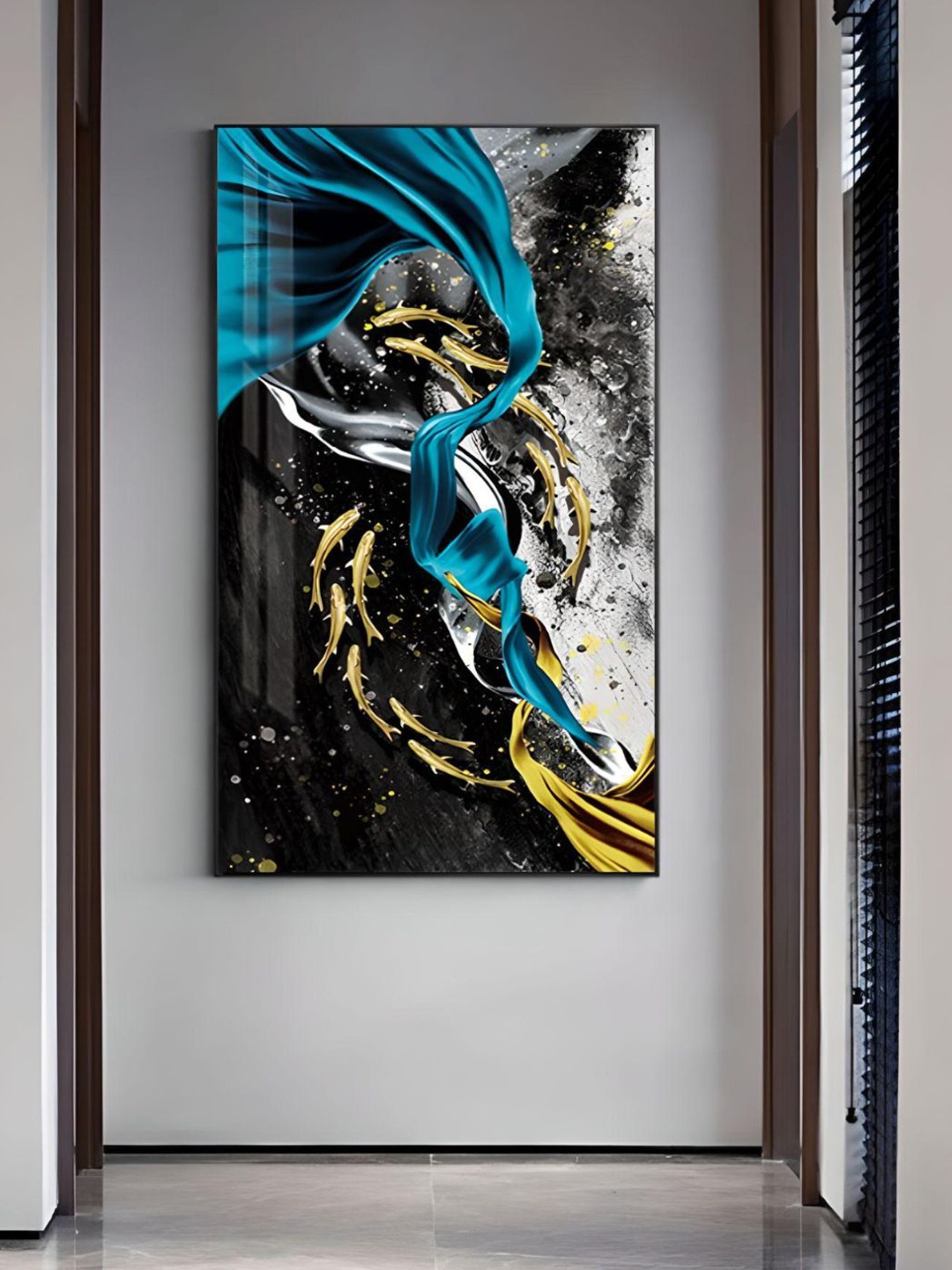 

THE HANDMADE FLAIR Black & Blue Printed Framed Wall Art