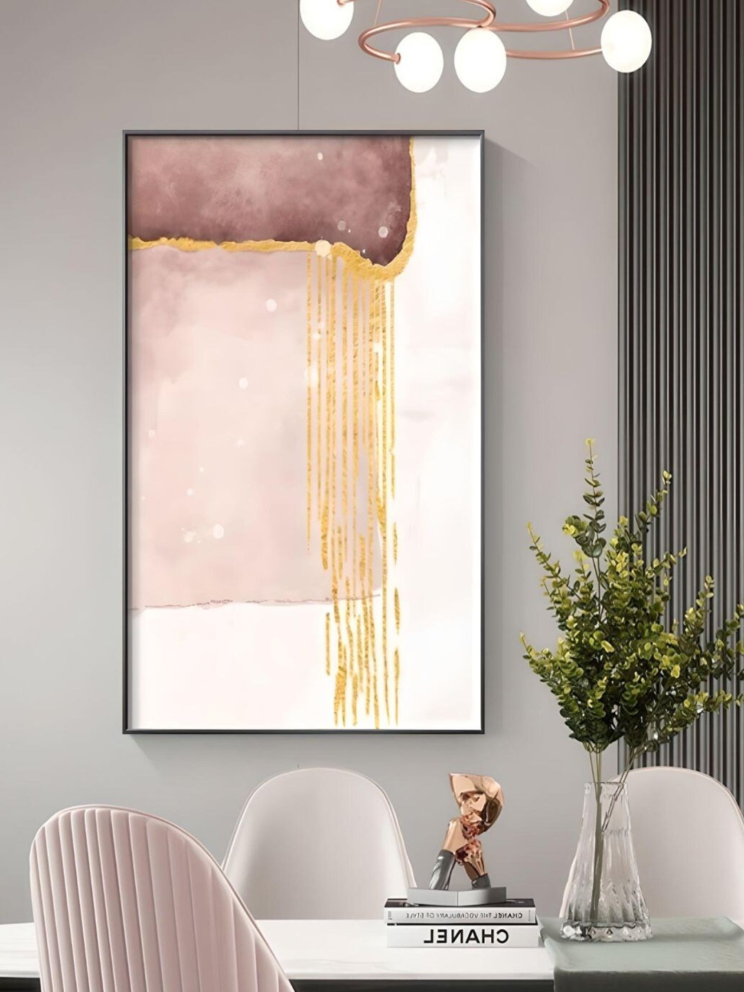 

THE HANDMADE FLAIR Pink & White Abstract Painting Wall Art