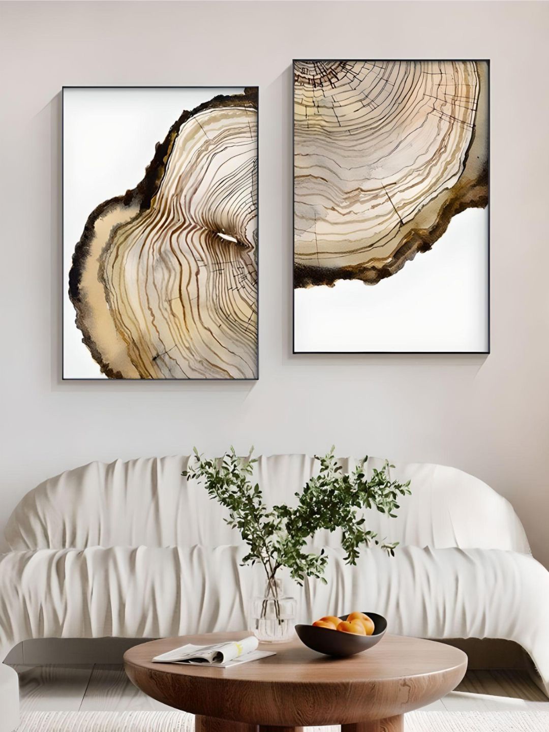

THE HANDMADE FLAIR 2-Pcs White & Beige Abstract Painting Wall Art