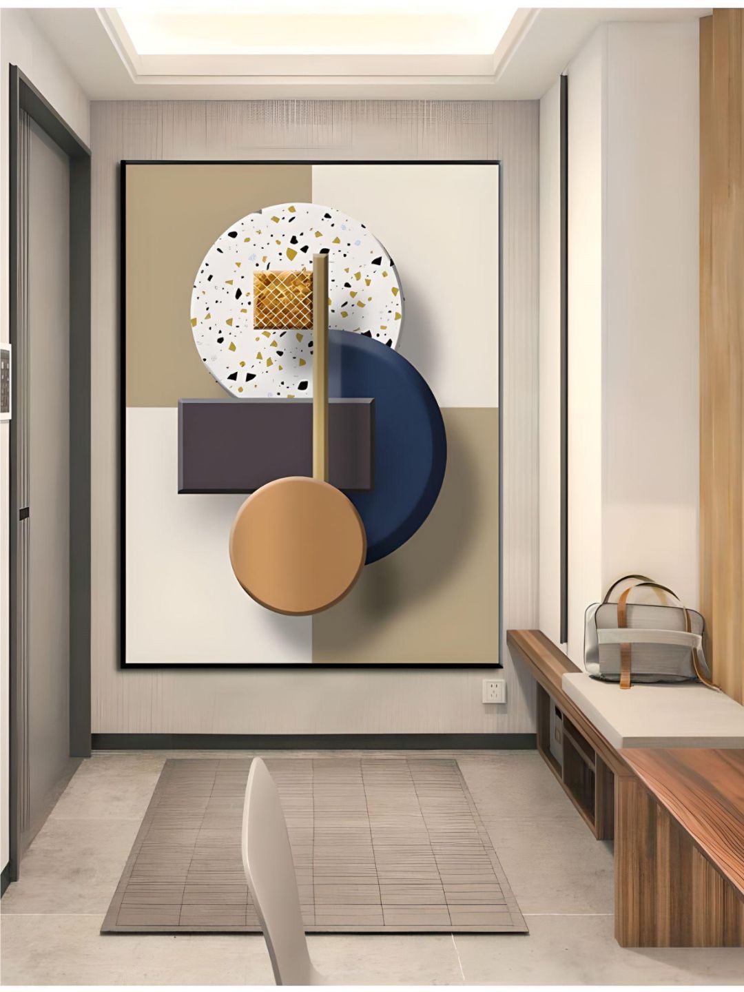 

THE HANDMADE FLAIR Beige & Orange Printed Framed Wall Art
