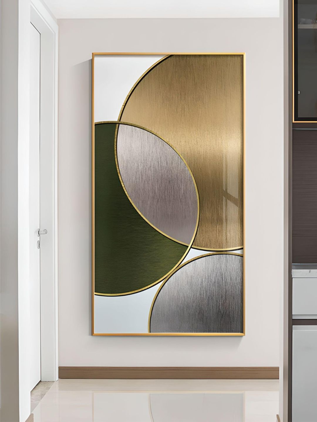 

THE HANDMADE FLAIR Crystal Porcelain Grey & Green Abstract Geometric Circles Wall Art