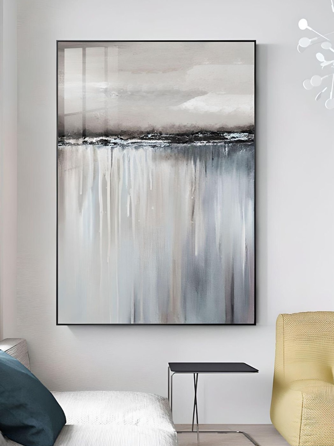 

THE HANDMADE FLAIR Crystal Porcelain White & Grey Abstract Framed Wall Art