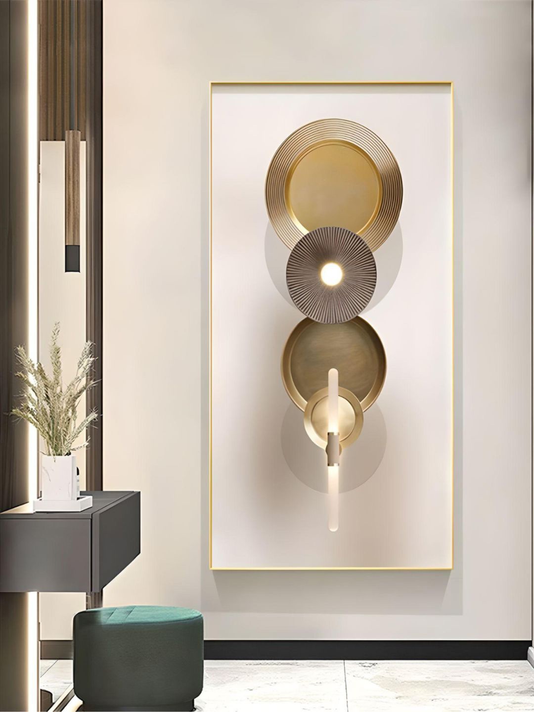 

THE HANDMADE FLAIR Off-White & Brown Abstract Painting Wall Art