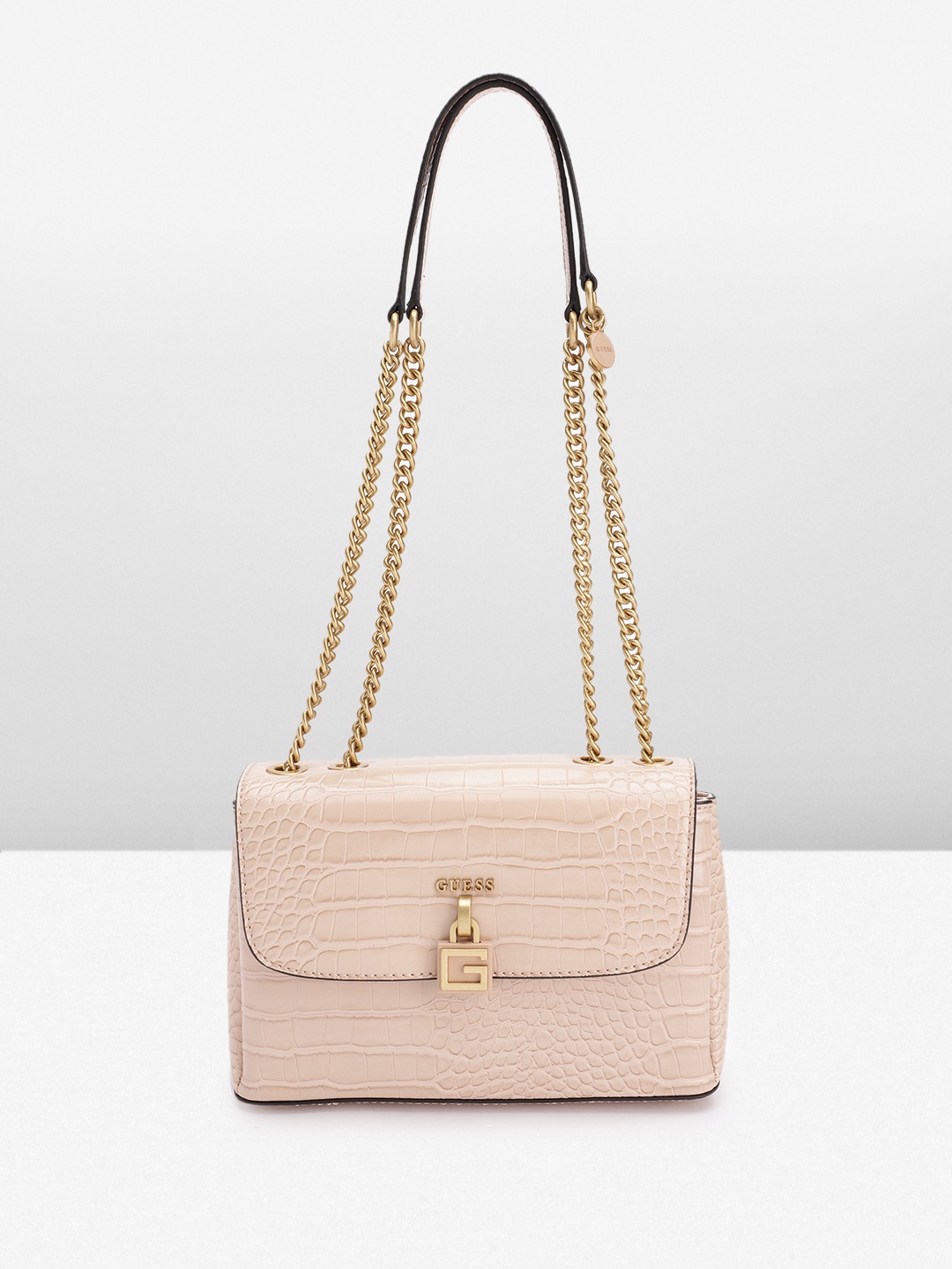 

GUESS Croc Textured Structured Shoulder Bag, Peach